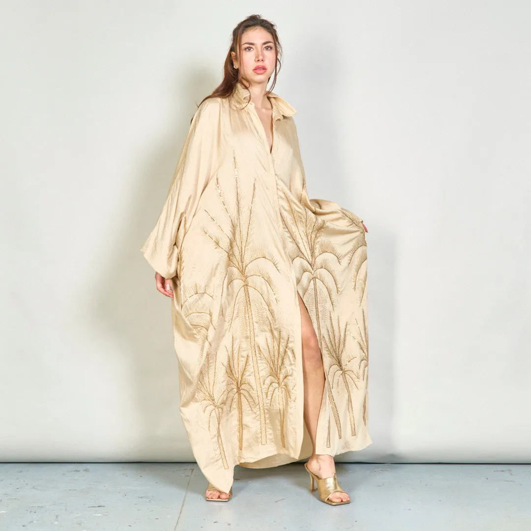 Oversize embroidered palm shirt dress wholesale