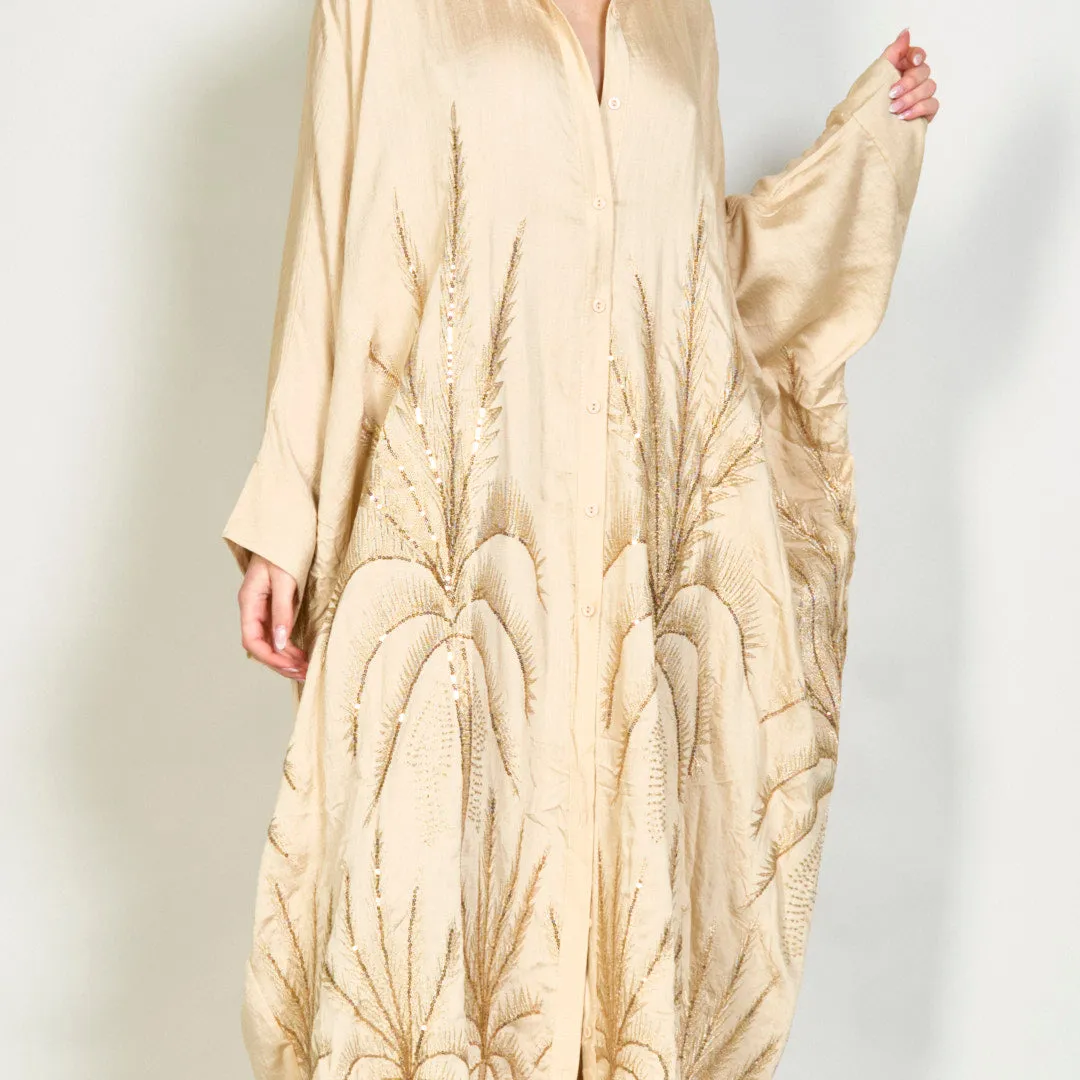 Oversize embroidered palm shirt dress wholesale