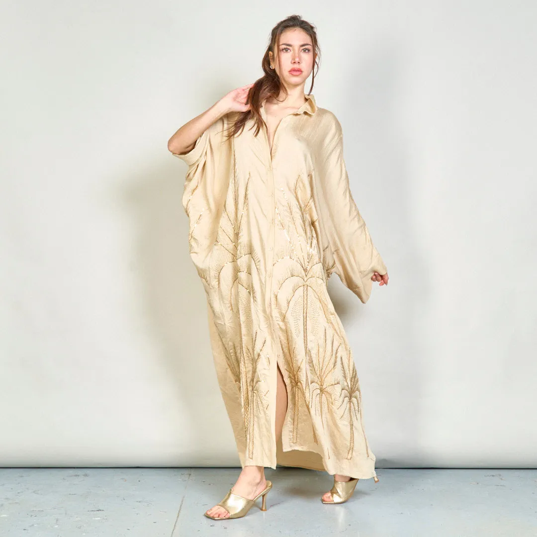 Oversize embroidered palm shirt dress wholesale