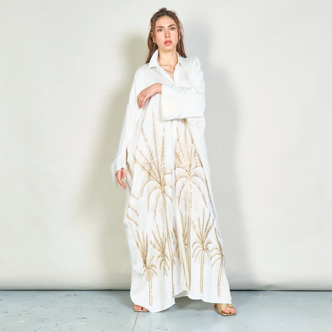 Oversize embroidered palm shirt dress wholesale