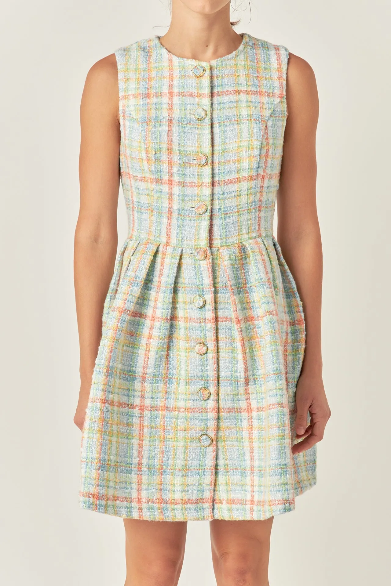 Plaid Boucle Mini Dress