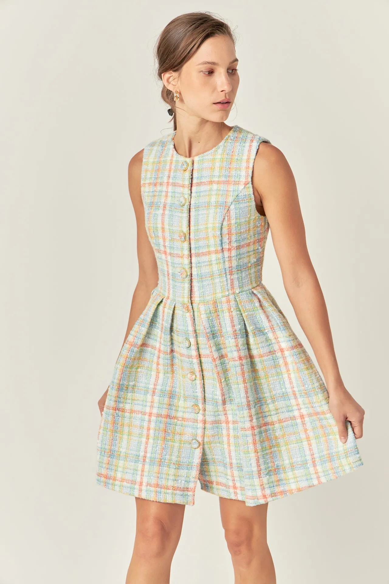 Plaid Boucle Mini Dress