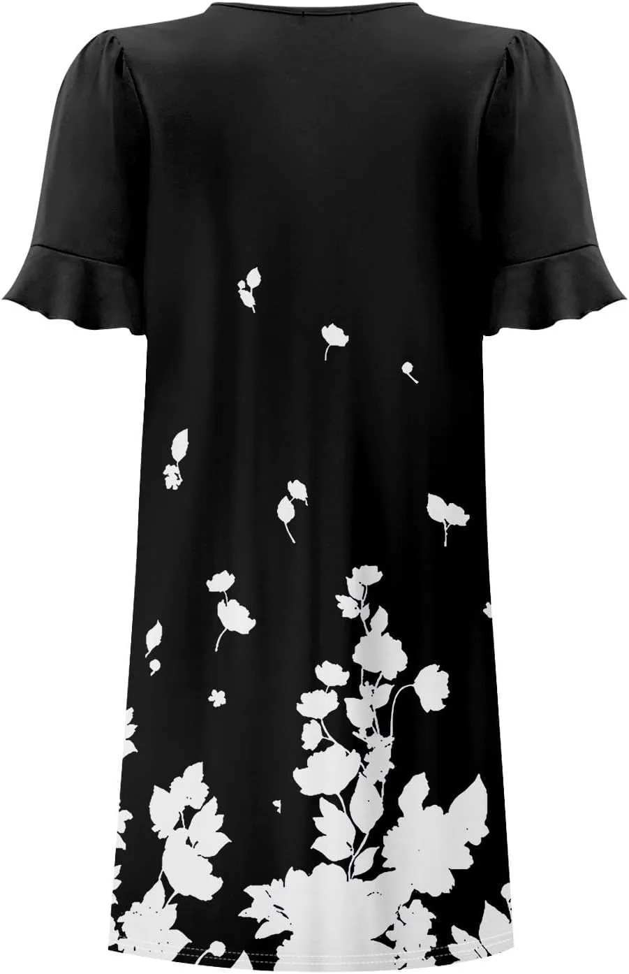 Plus Size Easter Dresses for Curvy Women Summer Casual Shift Ruffle V Neck Short Sleeve Beach Dress with Pockets