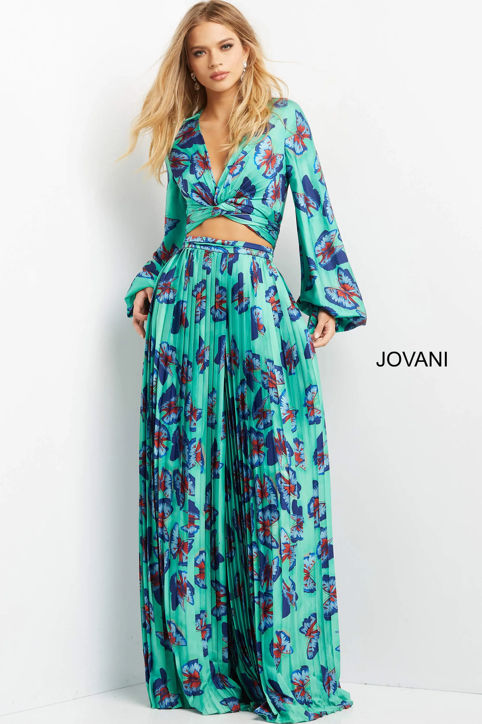 Print Long Sleeve Two Piece Set by Jovani 07202