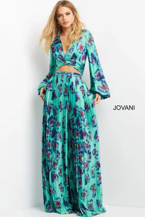 Print Long Sleeve Two Piece Set by Jovani 07202