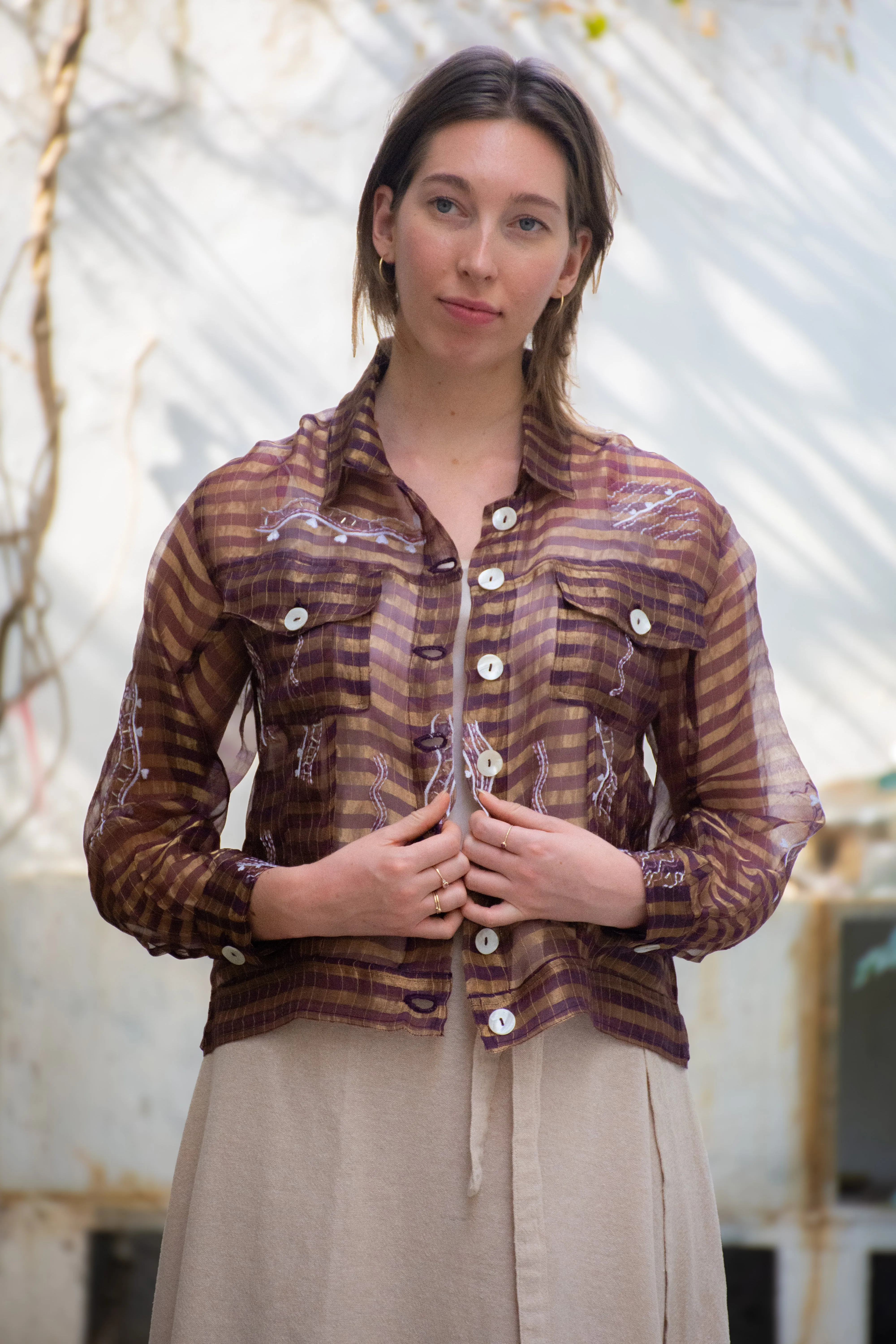 Purple Zari Handloom Silk Jacket