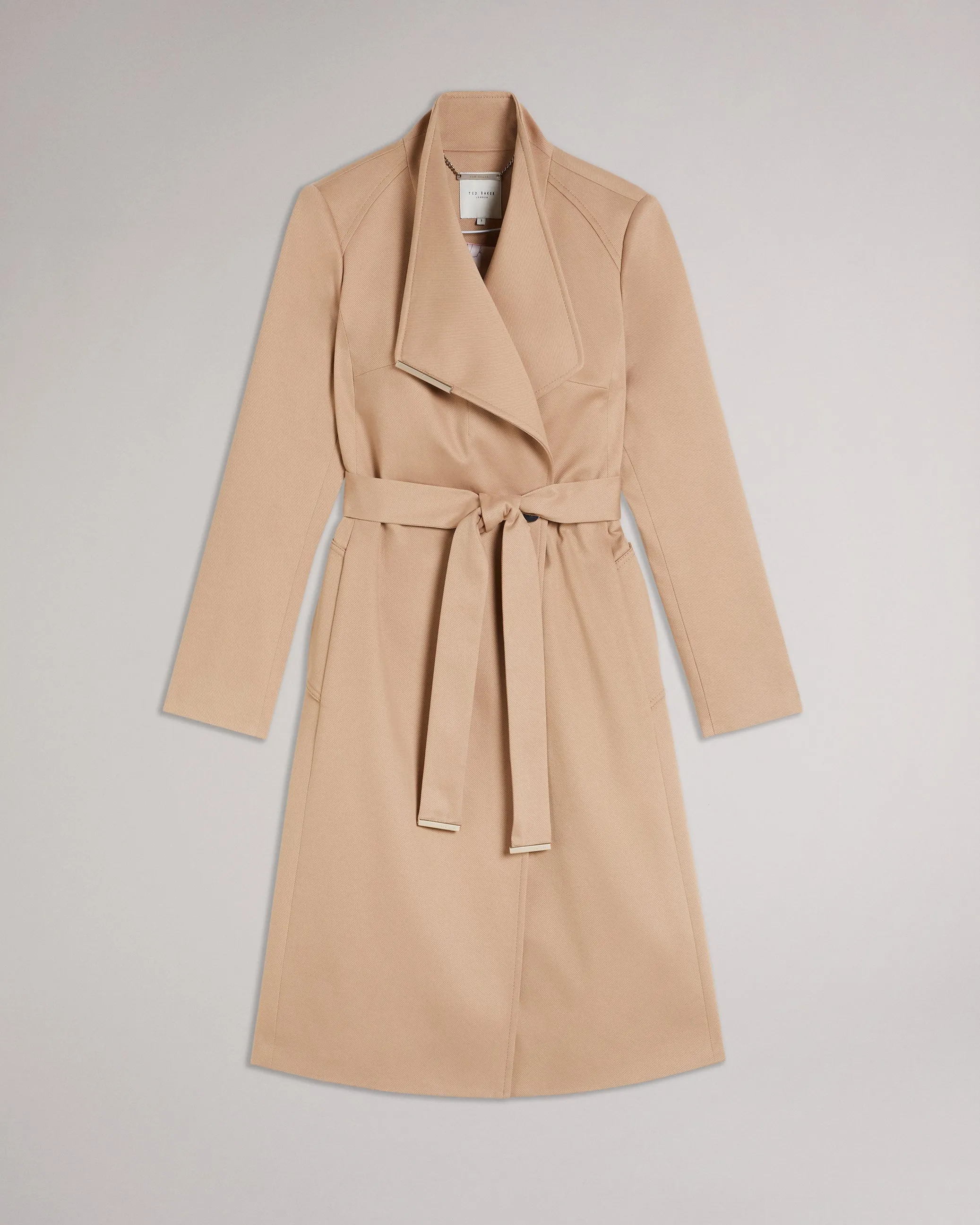 Rosina Midi Belted Wool Wrap Coat Brown-Tan
