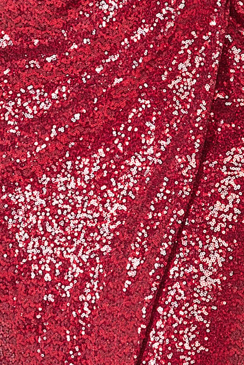 Sequin Front Split Shirt Dress - Wine by Goddiva
