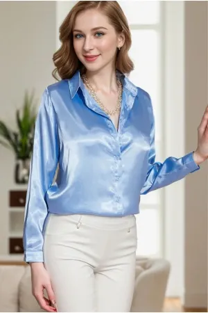 Soft Blue Satin Blouse