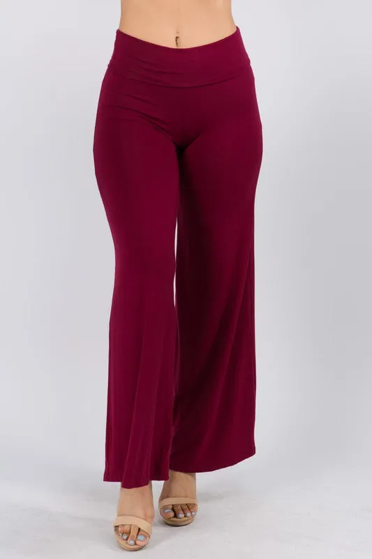 SOLID HIGH WAIST WIDE LEG PANTS