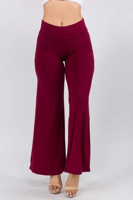 SOLID HIGH WAIST WIDE LEG PANTS