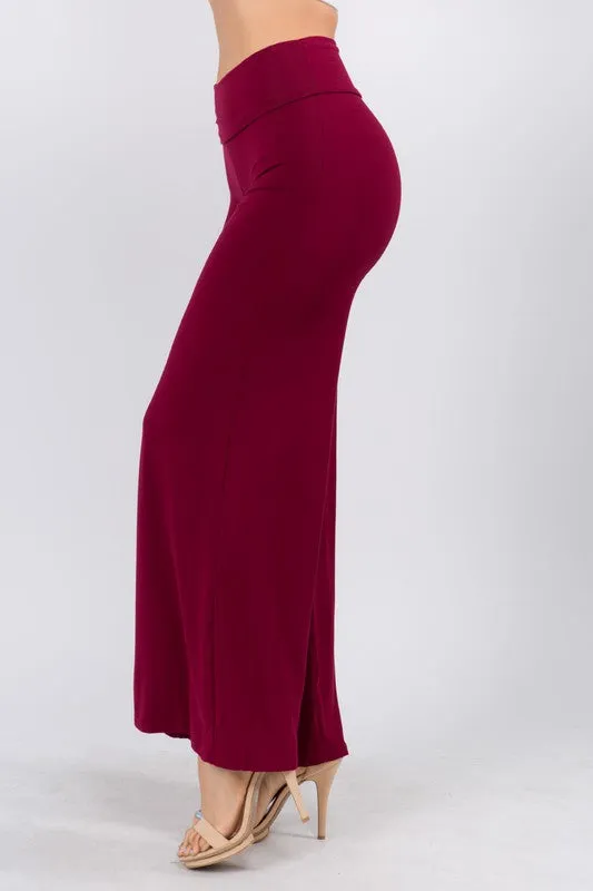SOLID HIGH WAIST WIDE LEG PANTS