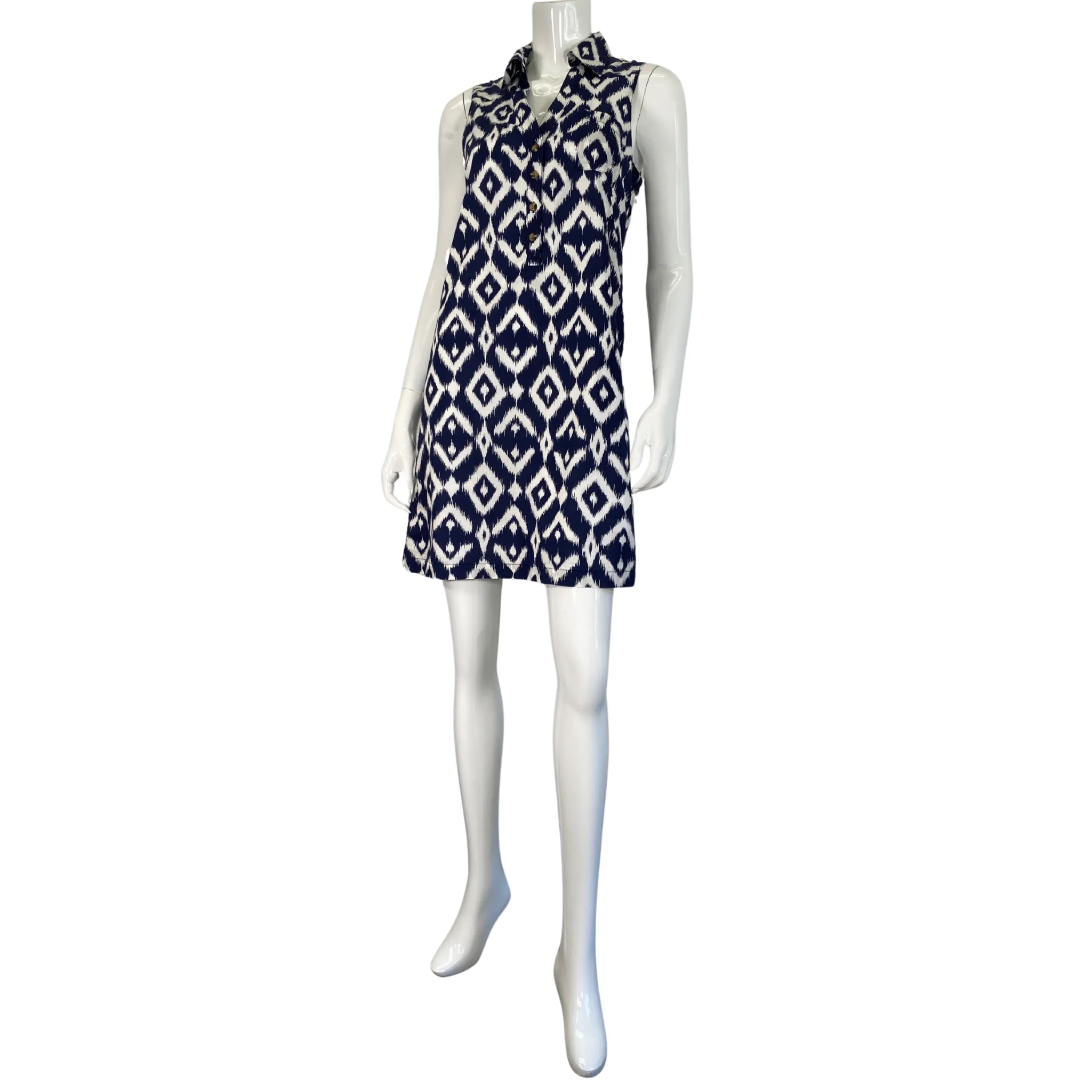 Tori Richard Blue & White Button-Up Dress