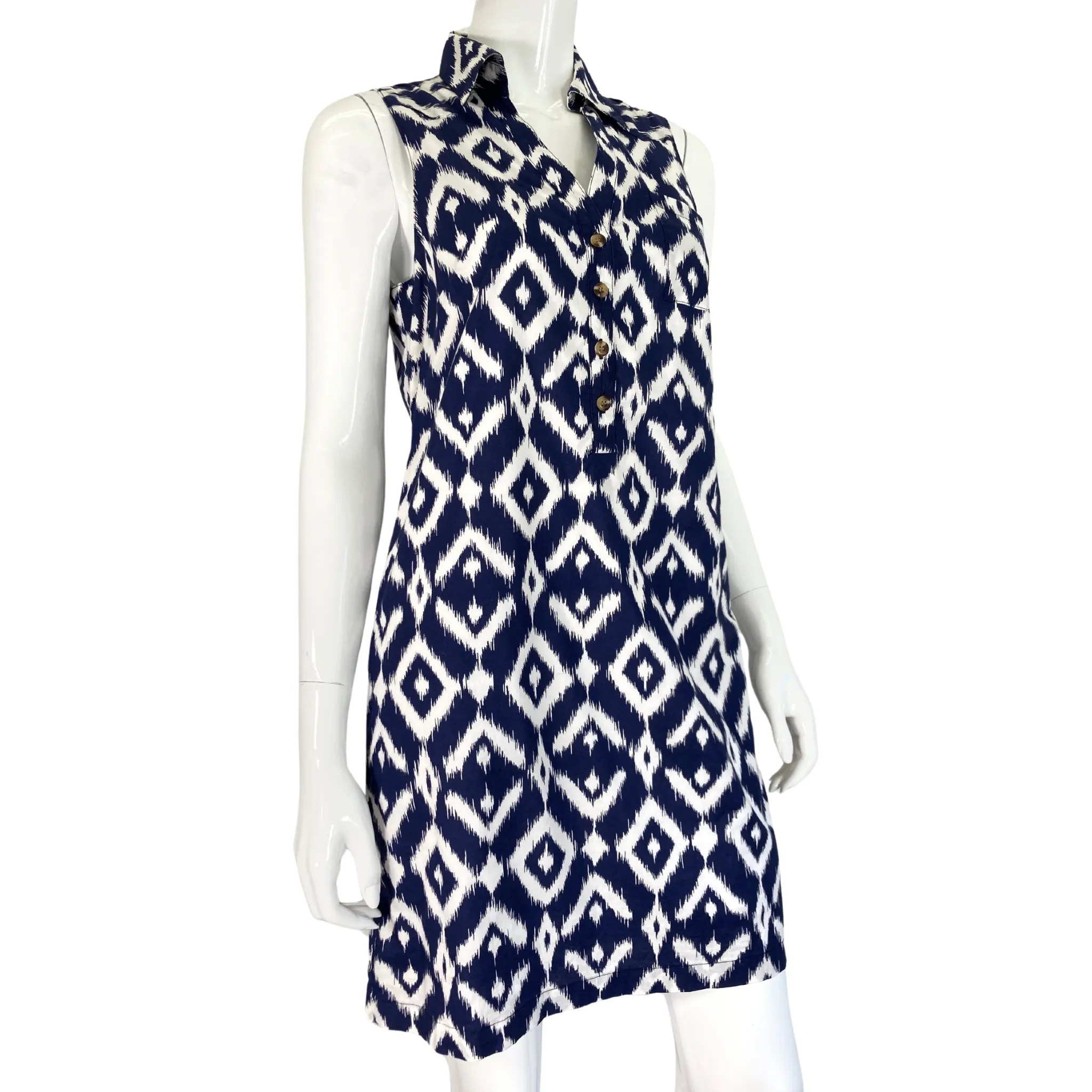 Tori Richard Blue & White Button-Up Dress
