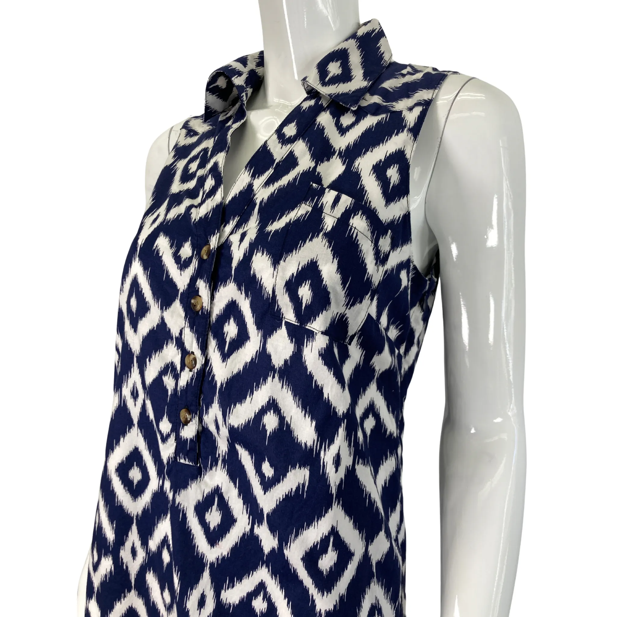 Tori Richard Blue & White Button-Up Dress