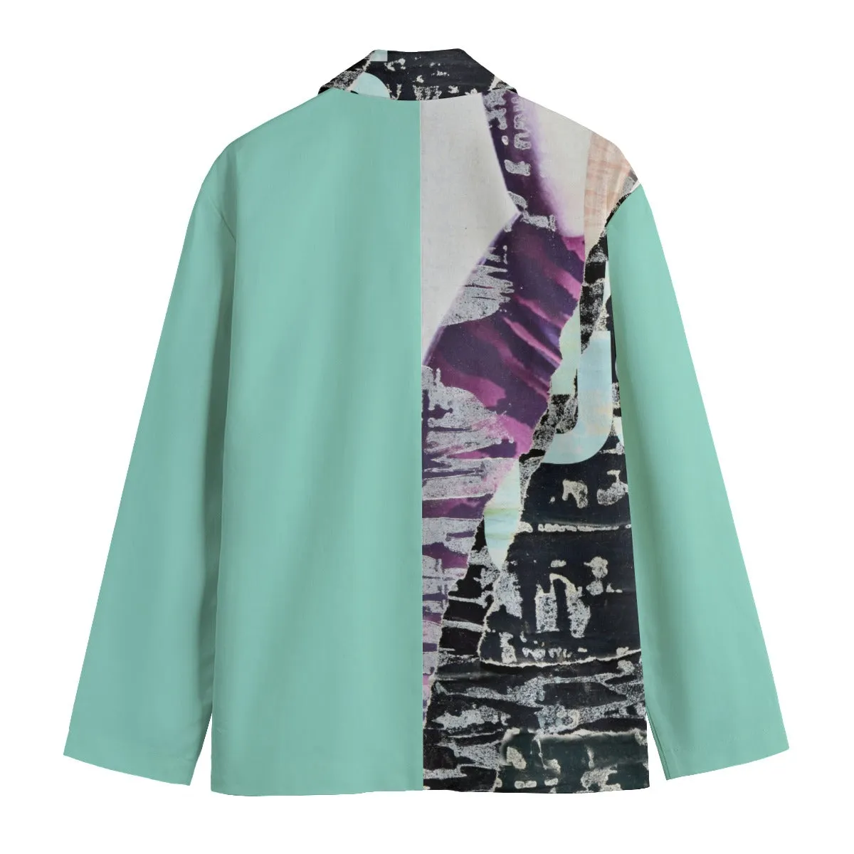 Urban Graphics Split Design Mint Men's Casual Flat Lapel Collar Blazer