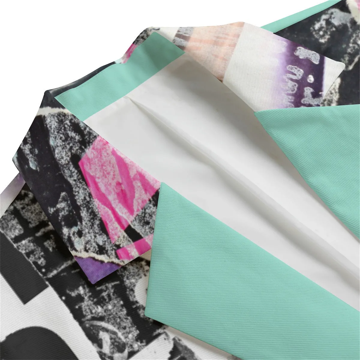 Urban Graphics Split Design Mint Men's Casual Flat Lapel Collar Blazer