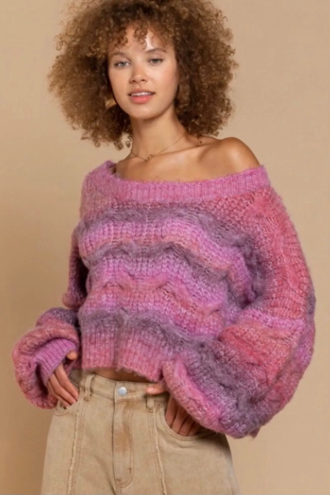 Very Berry Chunky Brushed Knit Sweater