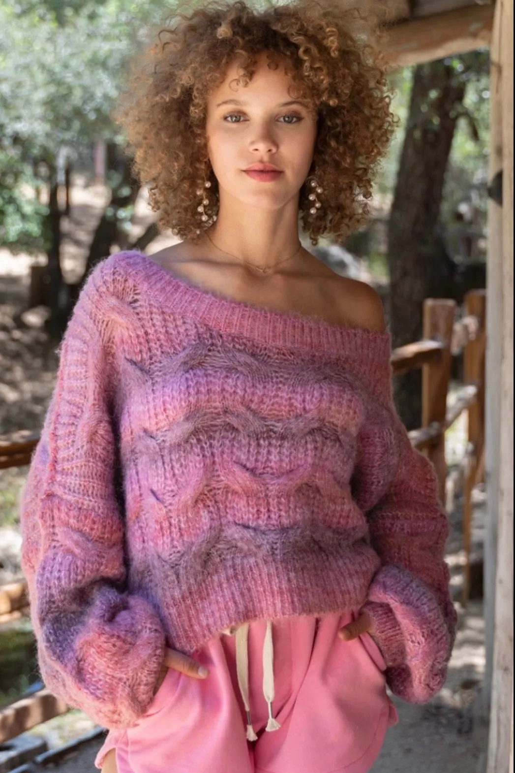 Very Berry Chunky Brushed Knit Sweater
