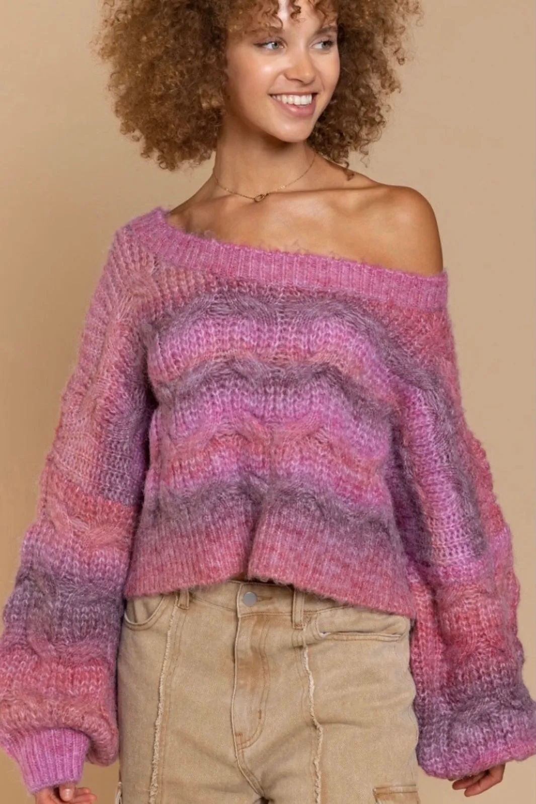 Very Berry Chunky Brushed Knit Sweater