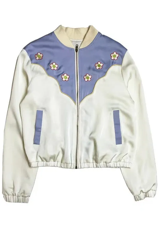 Western Satin Bomber Jacket