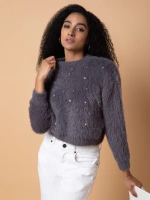 Women Solid Grey Cardigan