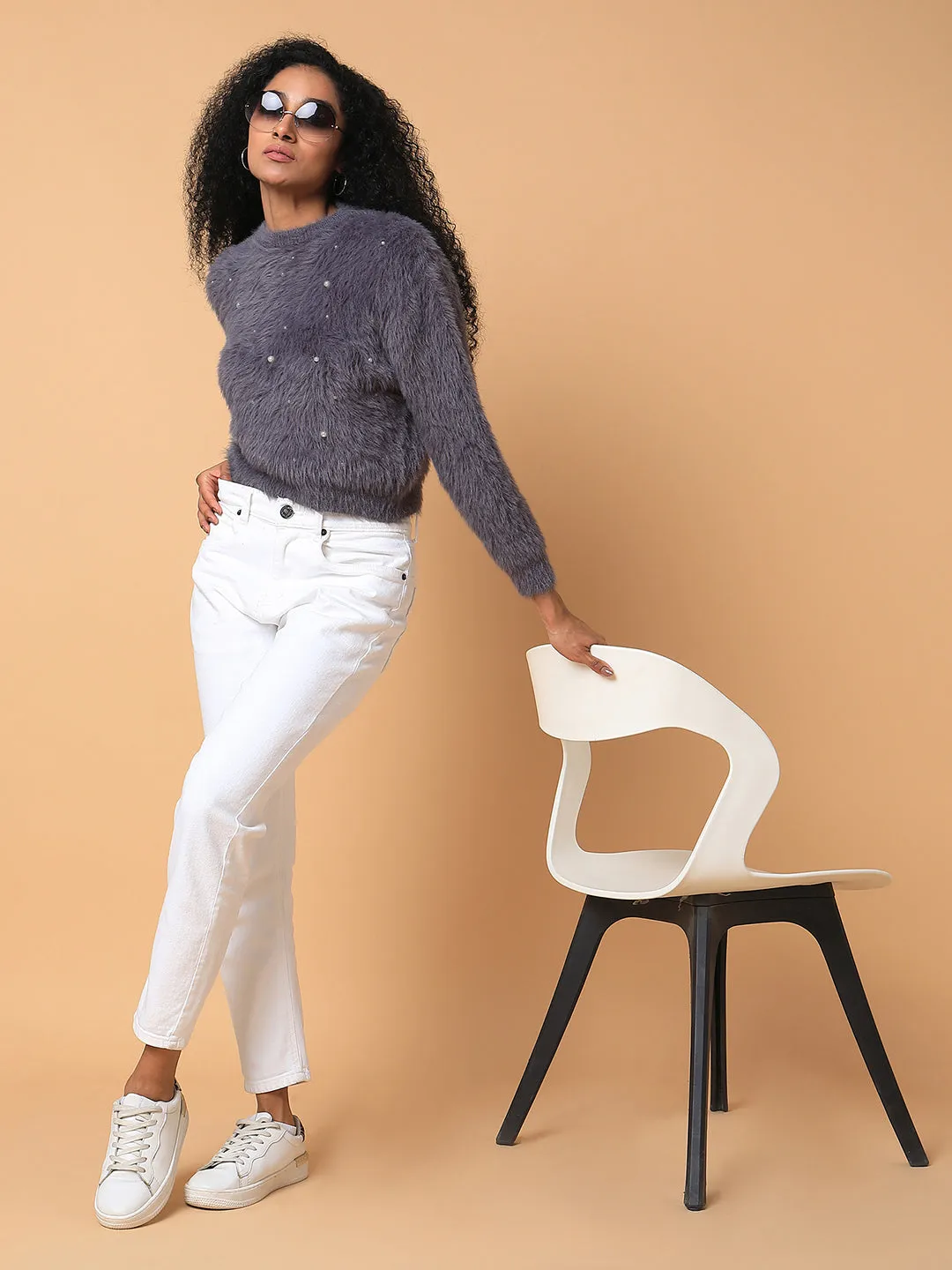 Women Solid Grey Cardigan