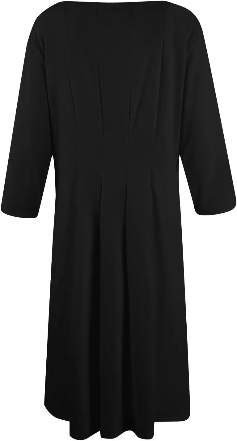 Women's Summer Dresses 2025 Casual Loose Trendy Crew Neck 3/4 Sleeve Solid Midi Dress Plus Size, S-3XL