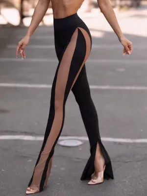 ZASUWA Female Super Sexy Unique Sheer Mesh Split Leggings