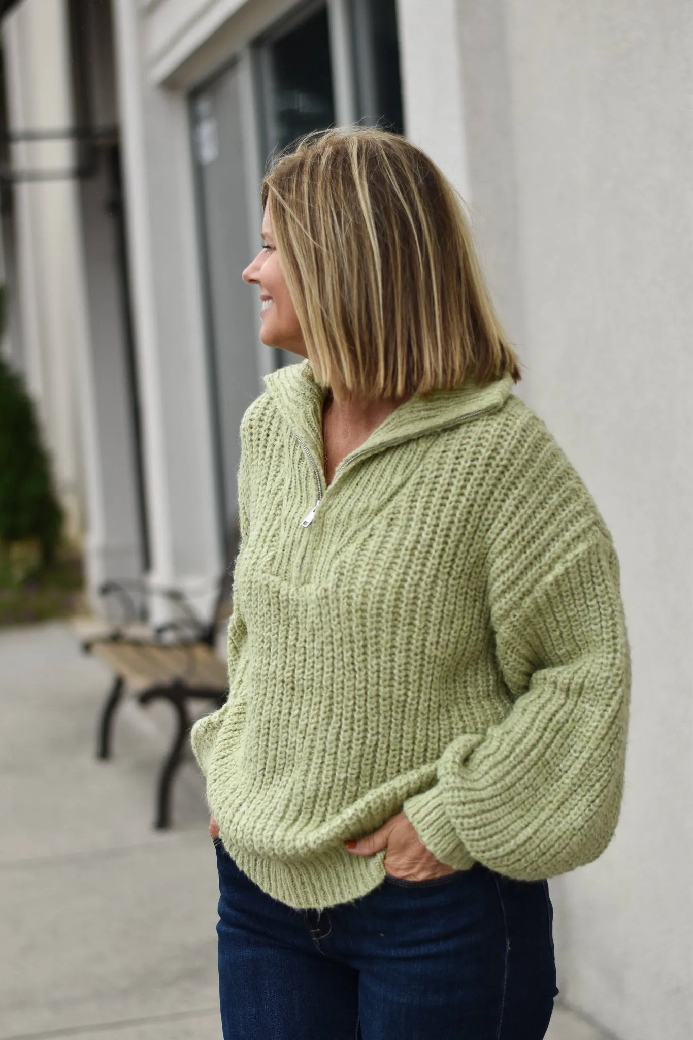 Zip Polo Sweater