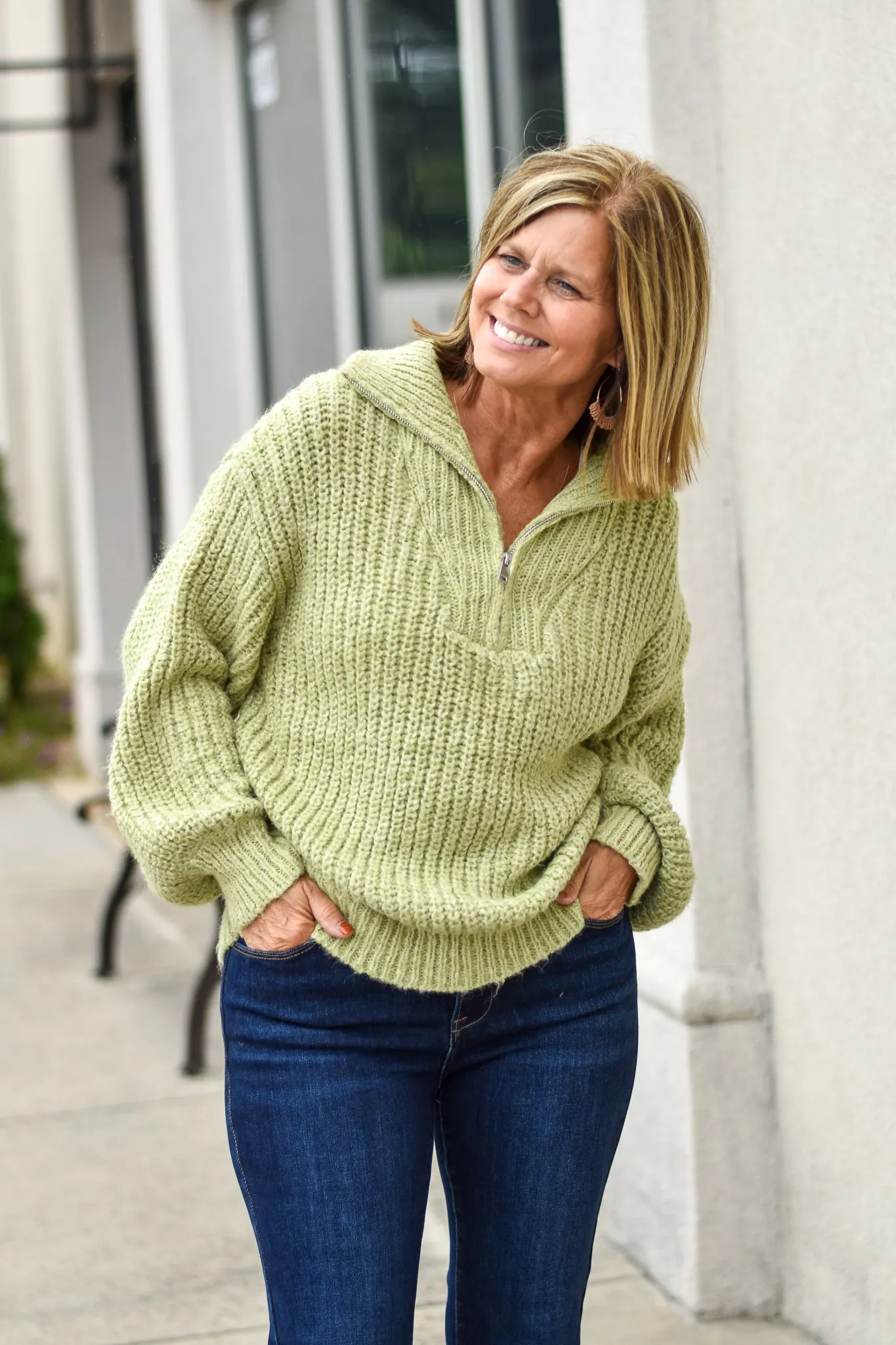 Zip Polo Sweater
